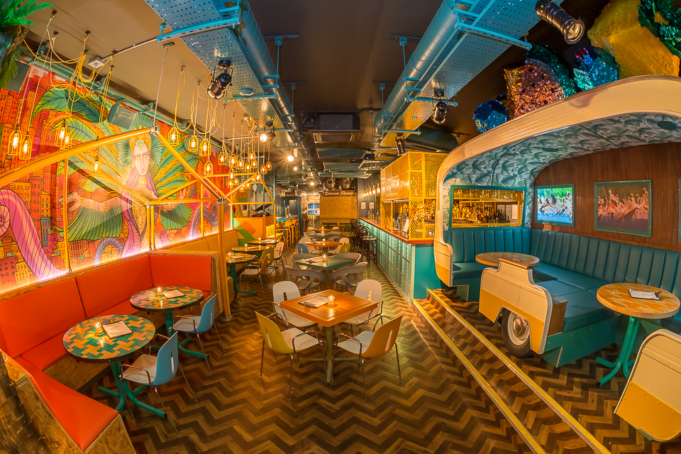 Full venue space at Barrio Brixton, featuring vibrant decor for corporate events and parties.