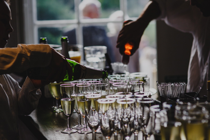 Dining room beverage service at Clissold House, showcasing elegant presentation for events.