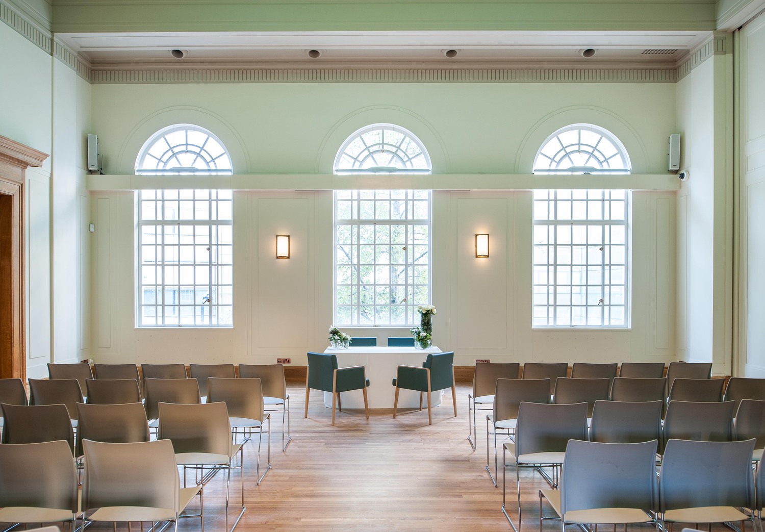 Elegant Assembly Hall in Hackney Town Hall, ideal for intimate meetings and events.