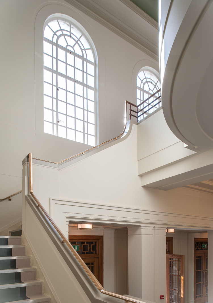 Elegant staircase in Hackney Town Hall's Assembly Hall, perfect for events and gatherings.