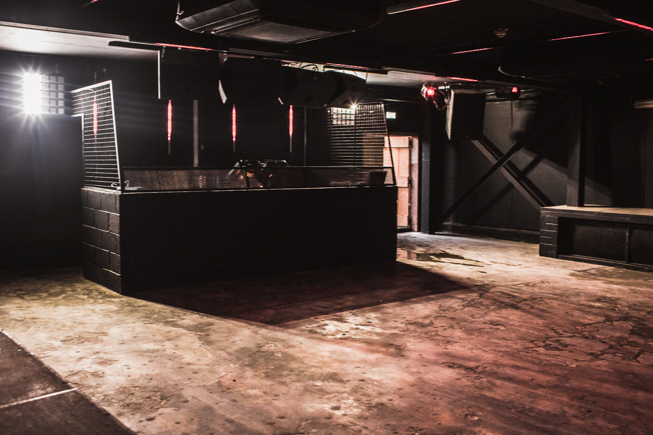 The Blackbox event space with dark walls, ideal for cocktail receptions and after-parties.