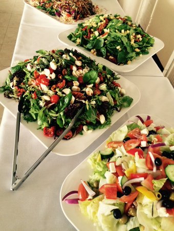 Vibrant fresh salads for catering at networking events in Old Deer Park Sports Ground.
