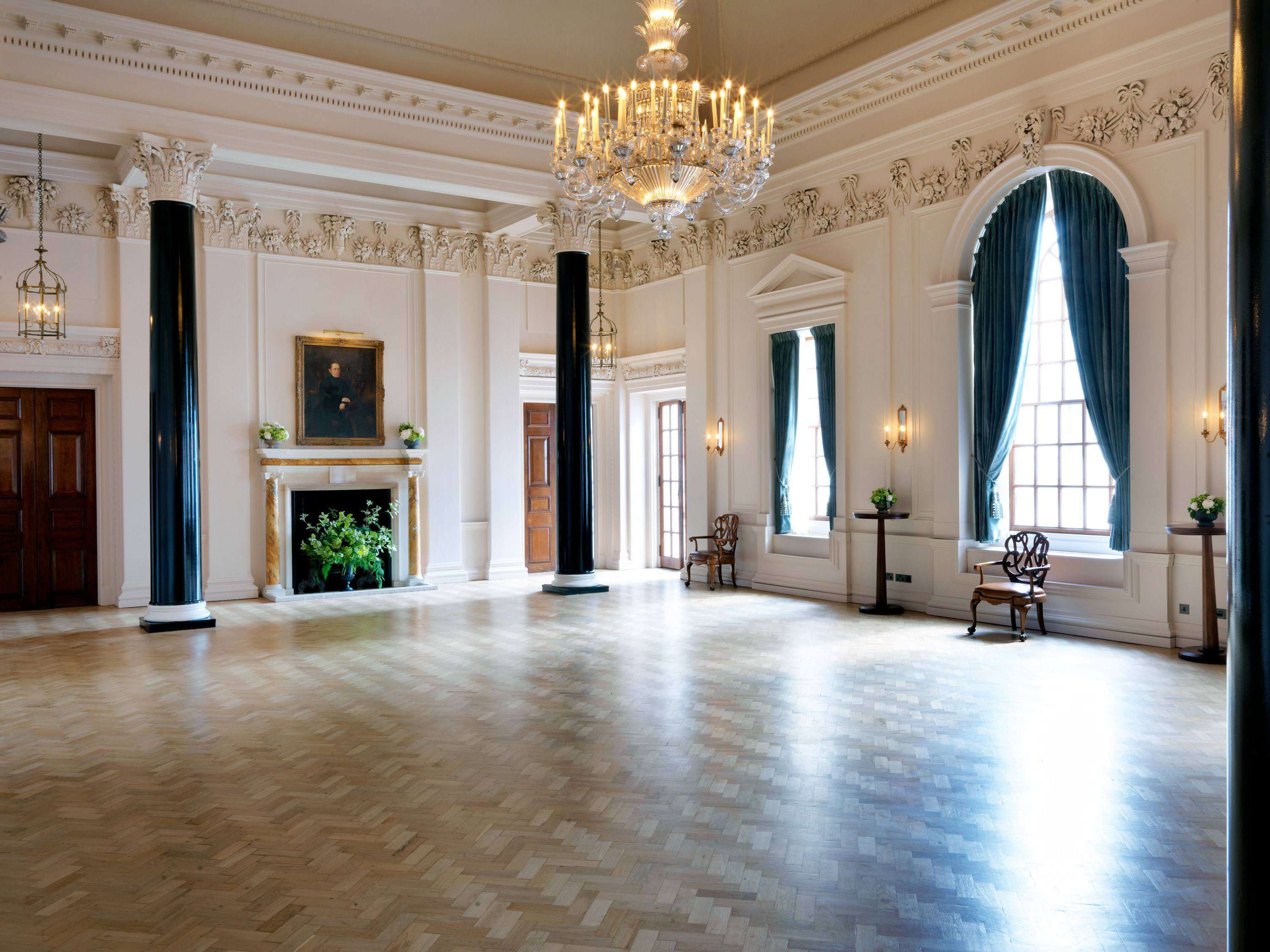 Elegant event space at The Ned with high ceilings, perfect for receptions and meetings.