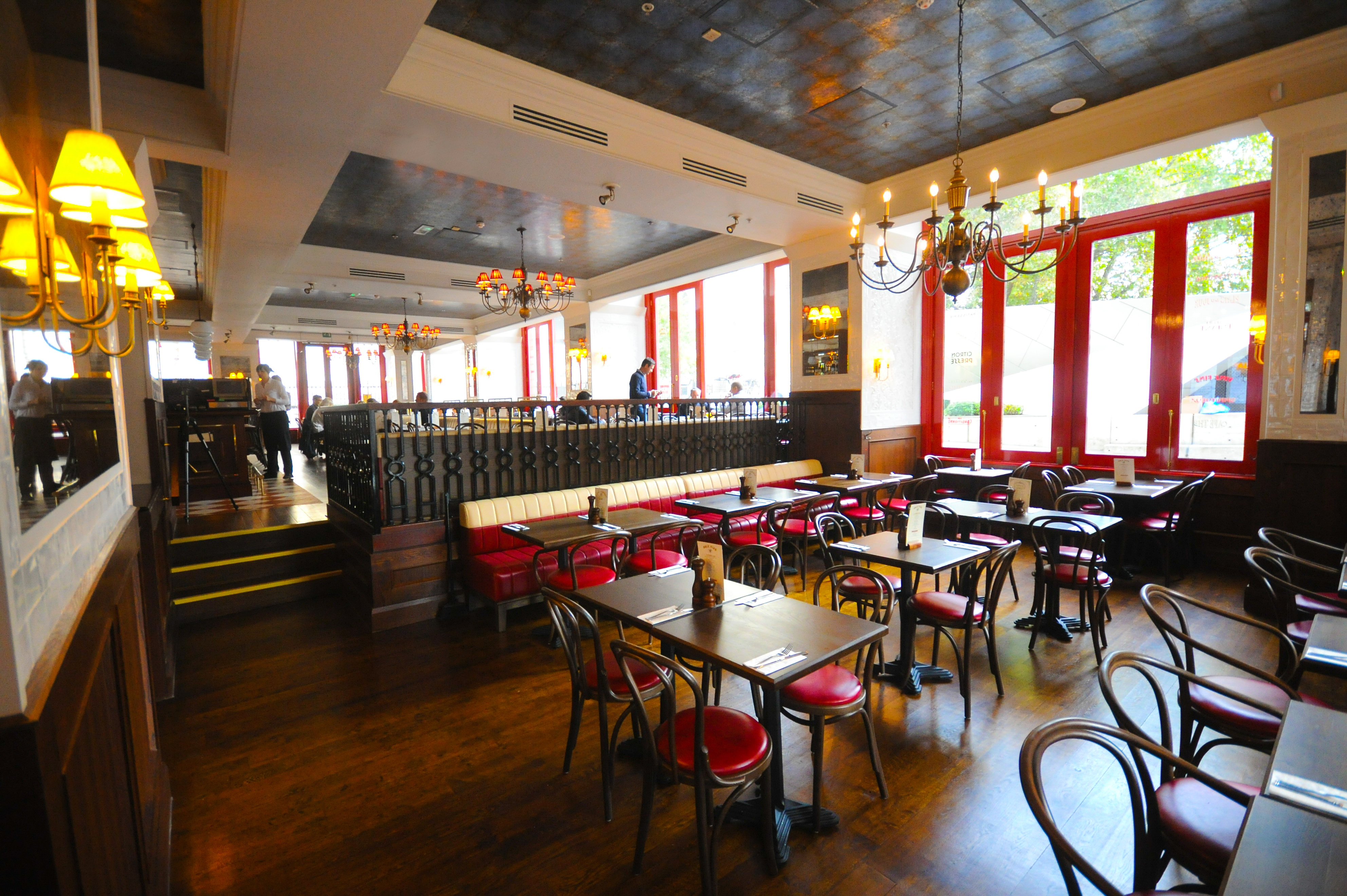 Stylish Café Rouge St Pauls venue with natural light, ideal for events and dining.