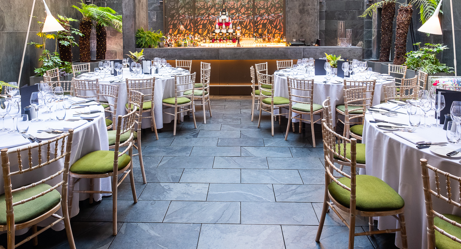 Elegant dining setup in The Secret Garden, perfect for upscale events and celebrations.