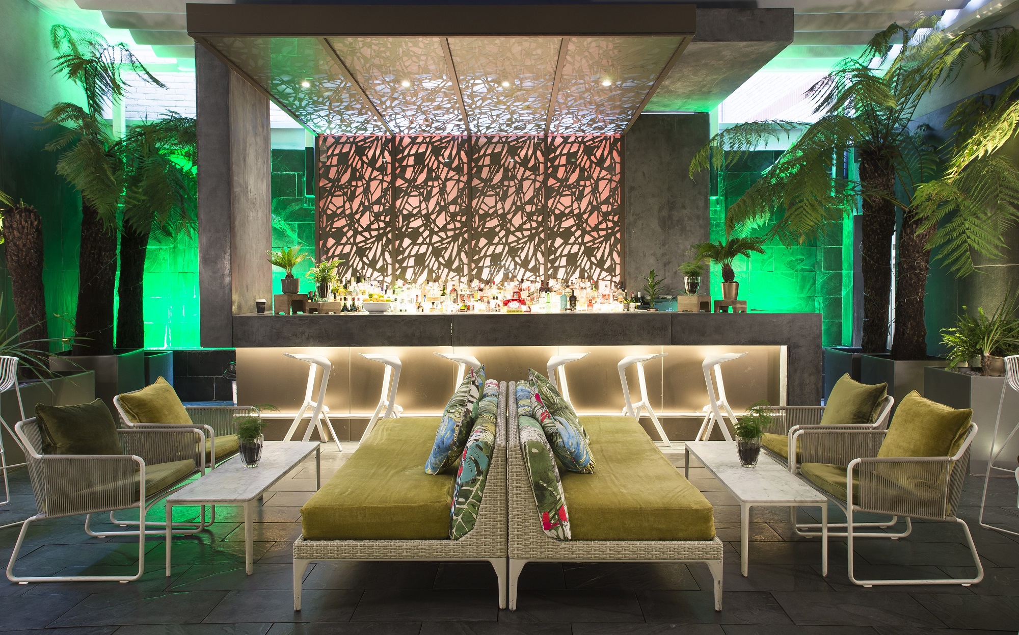 Stylish lounge in The Secret Garden, ideal for networking events and cocktail receptions.