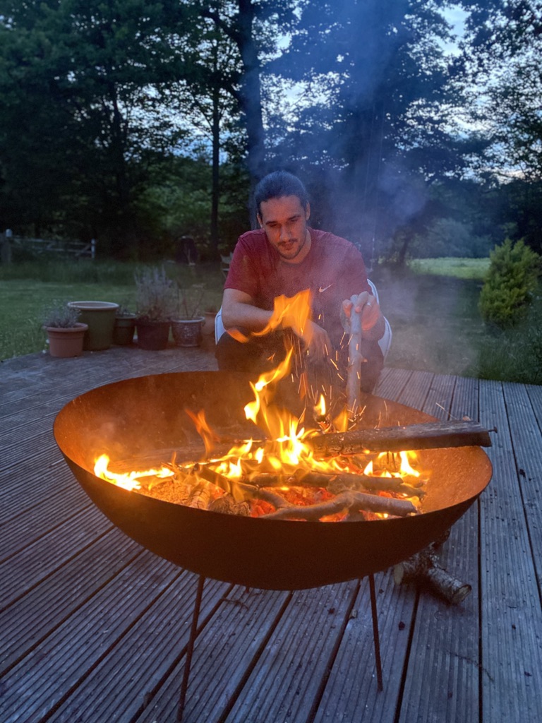 Outdoor venue with fire pit in Sussex for team-building and networking events.