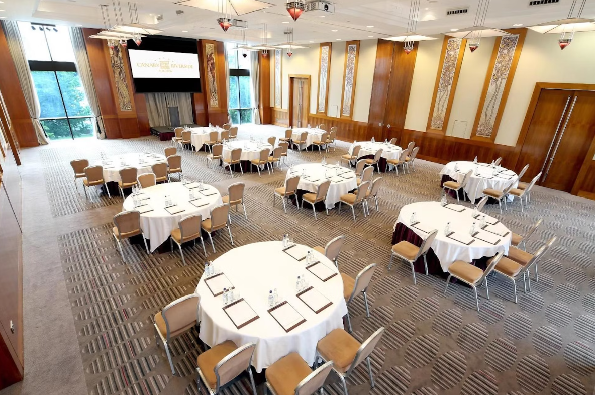 Ballroom at Canary Riverside Plaza Hotel, elegant event space for meetings and gatherings.