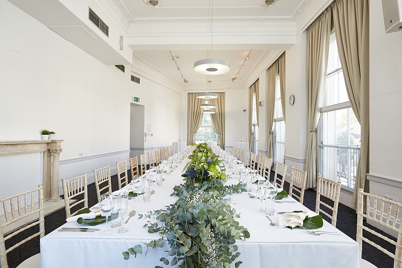 Elegant banquet setup in The Club Room, ISH Venues for corporate meetings and events.