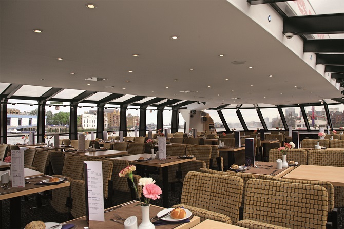 Modern restaurant with large windows, ideal for meetings and events in City Cruises.
