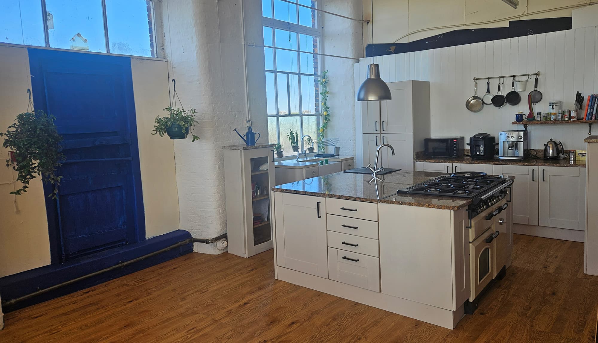Industrial kitchen venue at Hallam Mill for culinary workshops and private catering events.