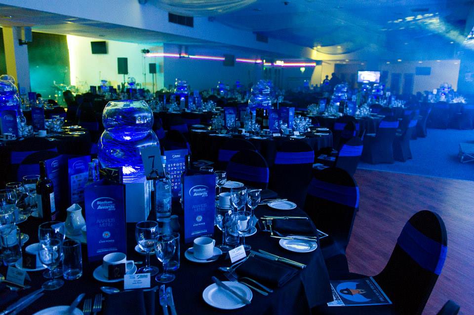 Elegant banquet hall at Leicester City FC, ideal for corporate events and galas.