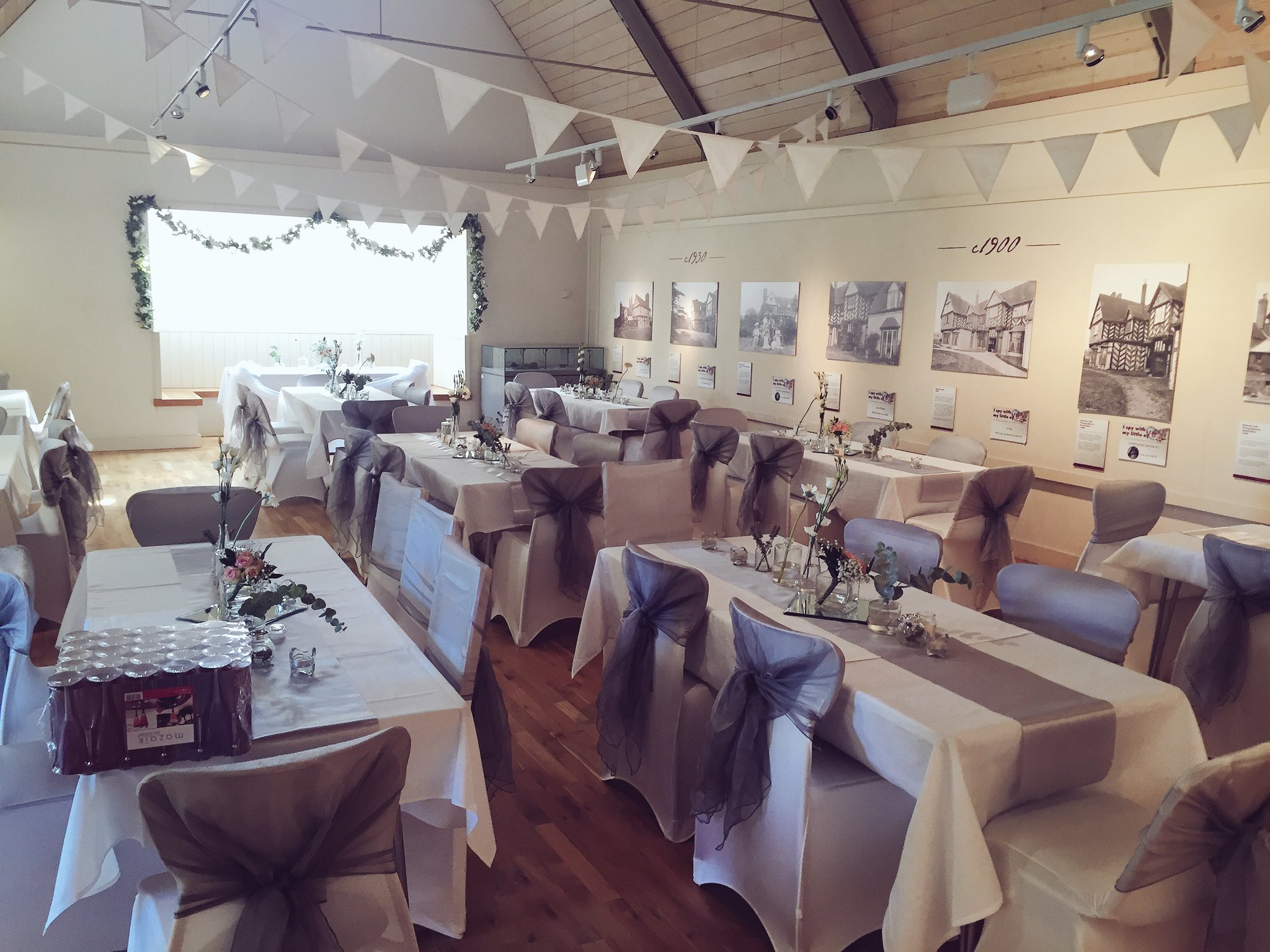 Elegant event space at Blakesley Hall with natural light, perfect for celebrations and gatherings.