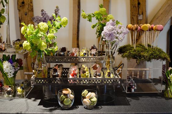 Elegant dessert and floral display at Mail Rail, perfect for weddings and corporate events.