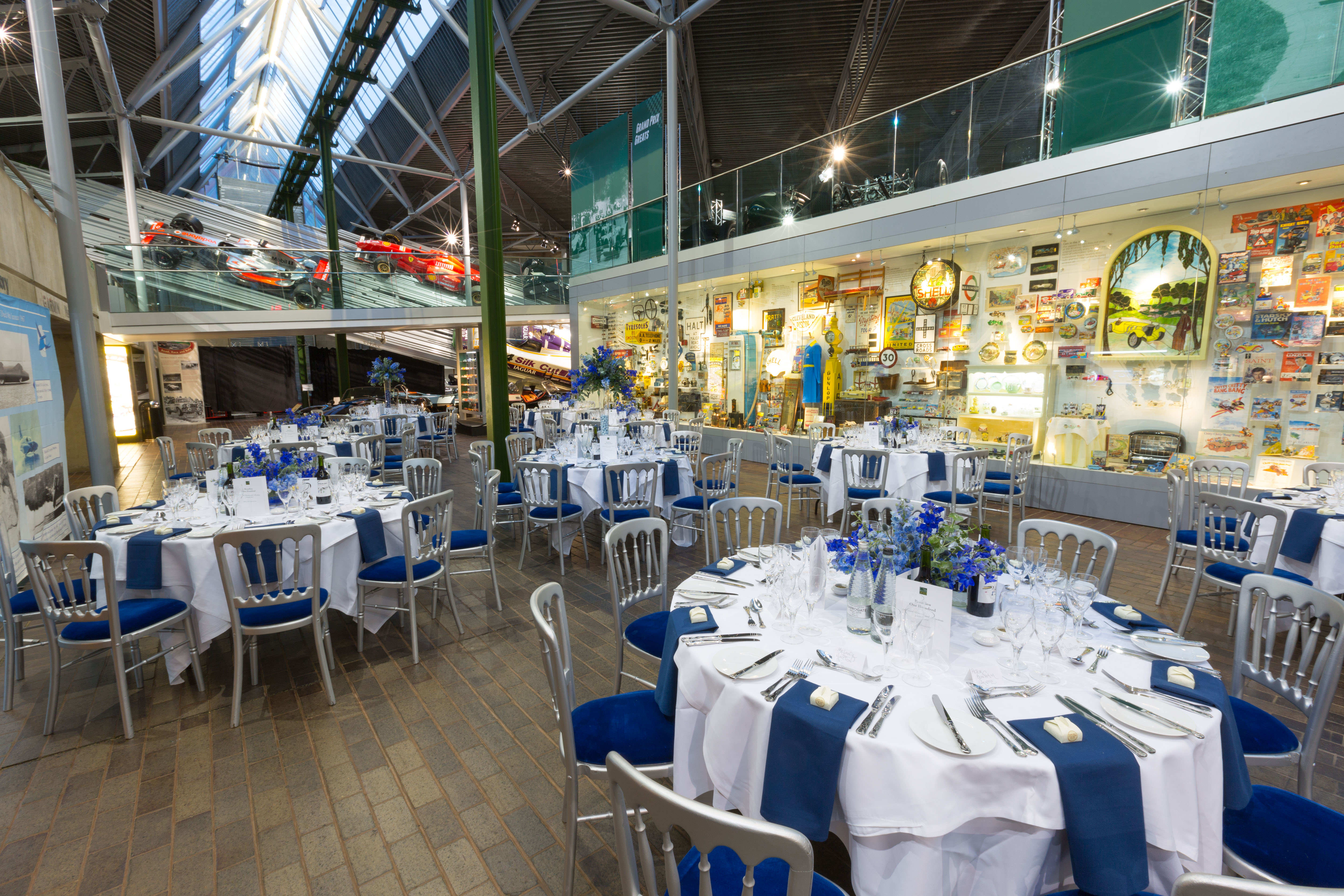 Elegant event space at The National Motor Museum, ideal for corporate gatherings and celebrations.