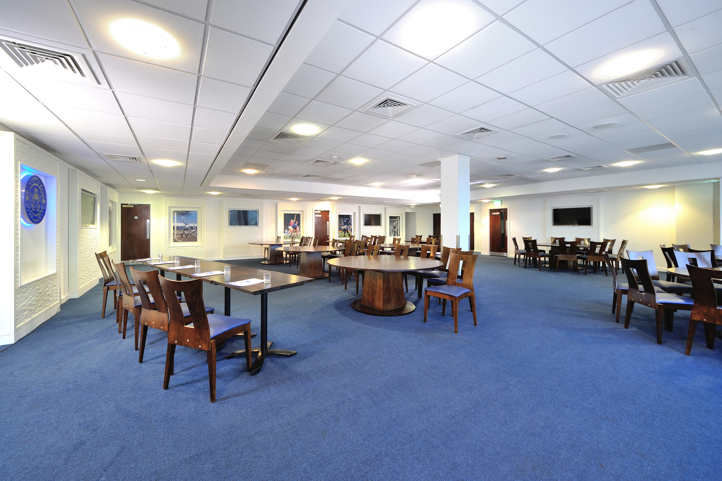 Legends Lounge at Leicester City FC: spacious event space for meetings and gatherings.