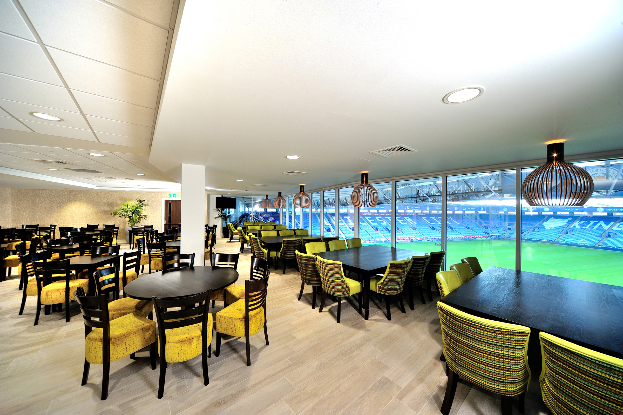 Modern event space at Leicester City FC with natural light, ideal for corporate meetings and gatherings.