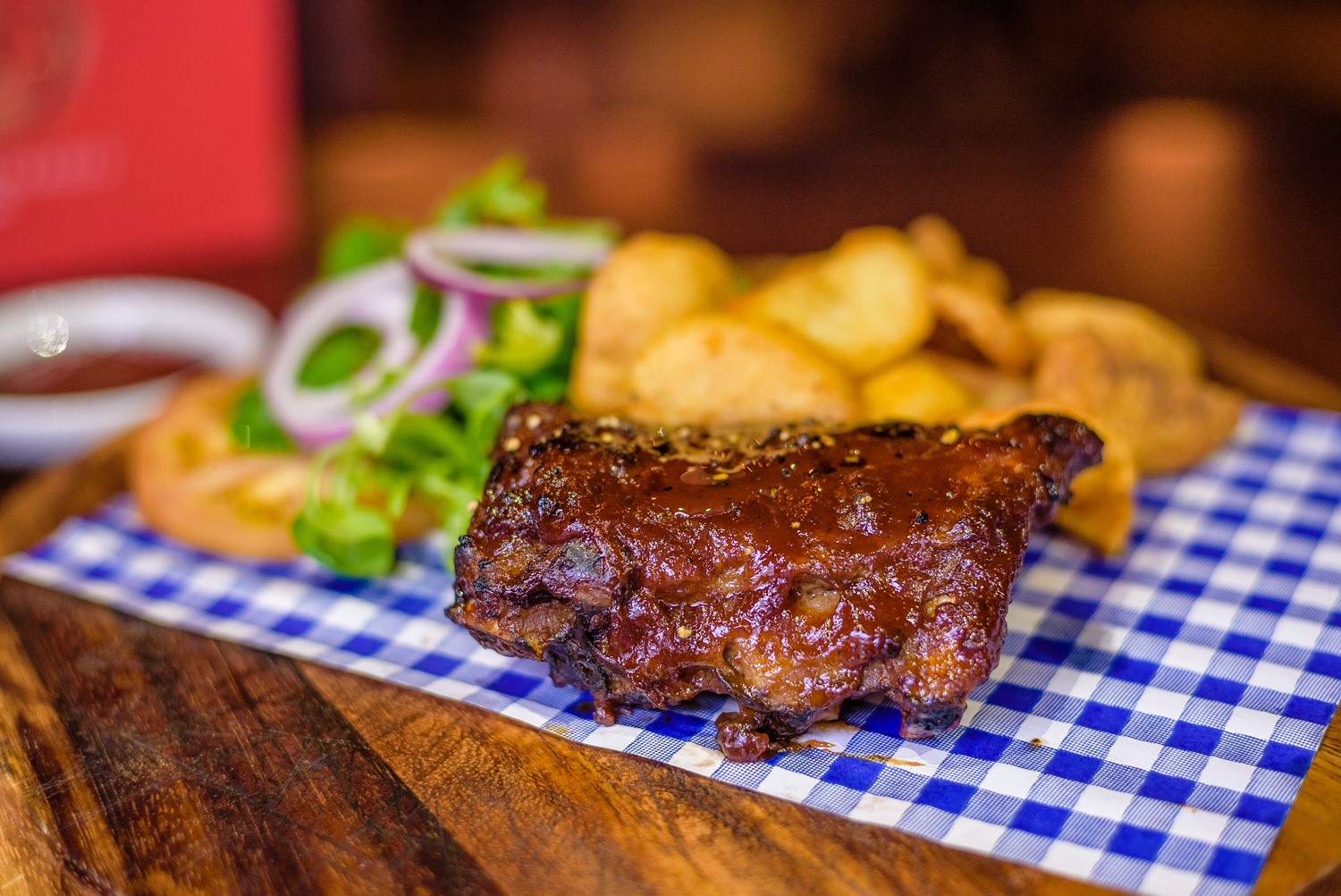 Succulent ribs dish at Bierkeller Bar, ideal for events and catering.