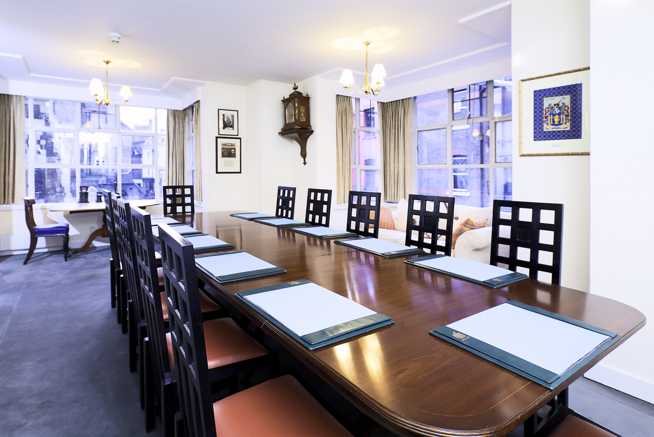 Masters & Clerks meeting room with elegant decor, ideal for corporate events and workshops.