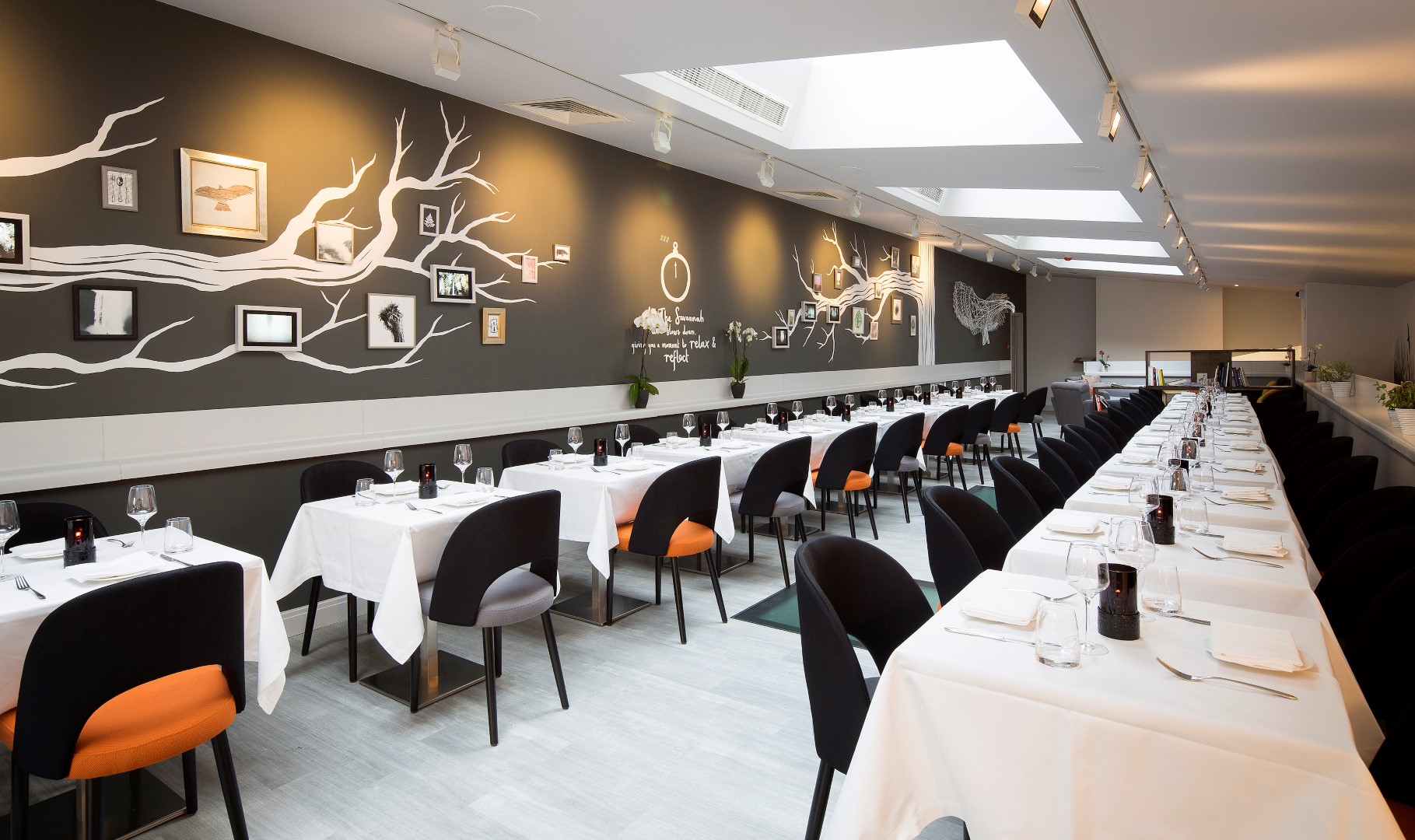 Modern dining space at Wesley Euston Hotel, ideal for formal dinners and networking events.