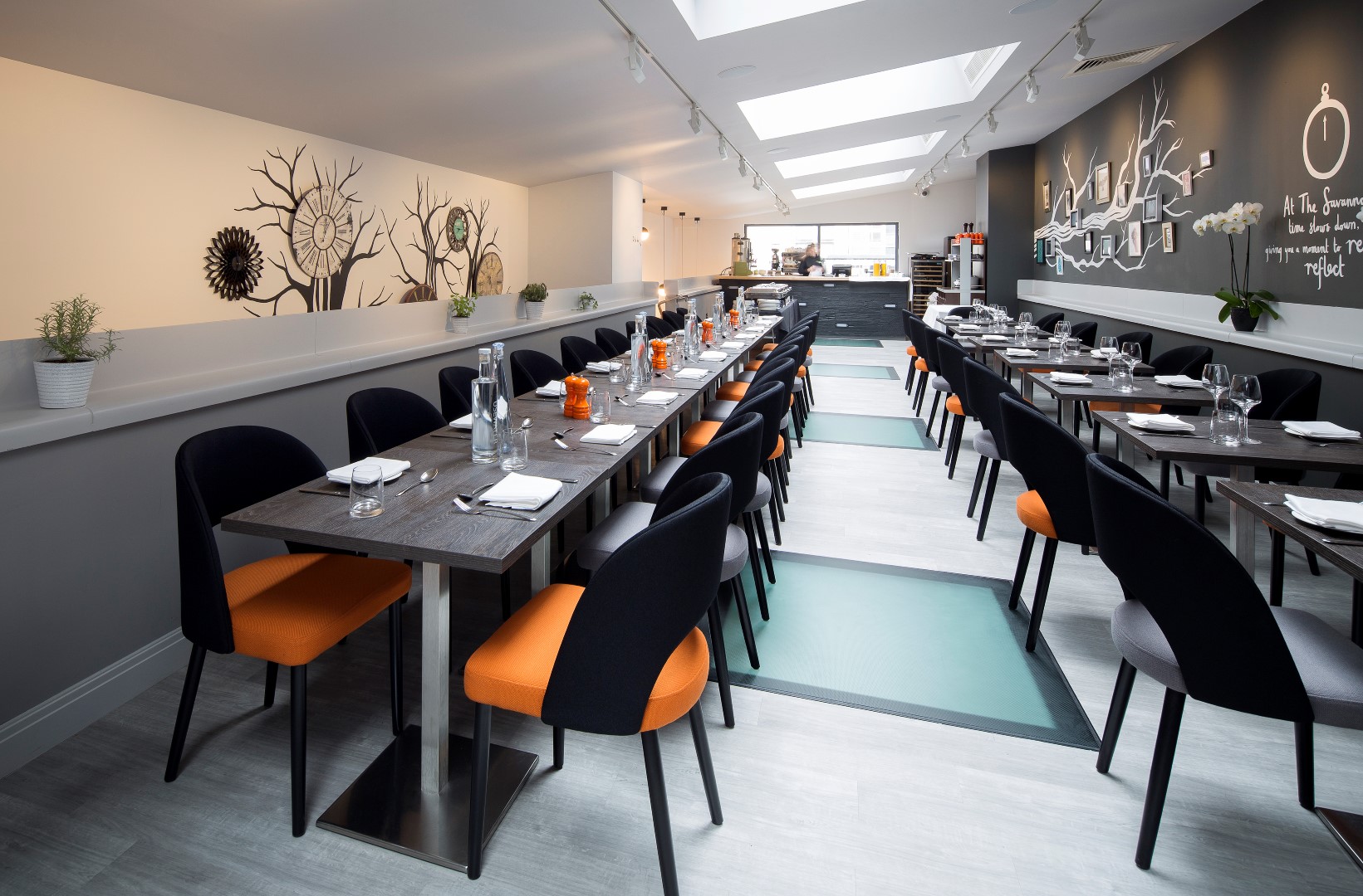 Modern dining space at Wesley Euston Hotel, ideal for events and meetings.