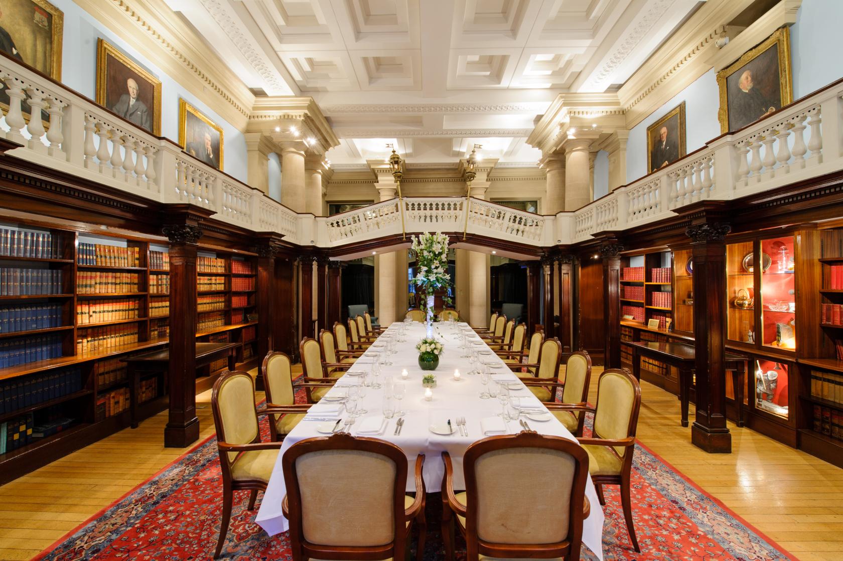 Elegant dining setup in Members Room, One Moorgate Place for meetings and events.