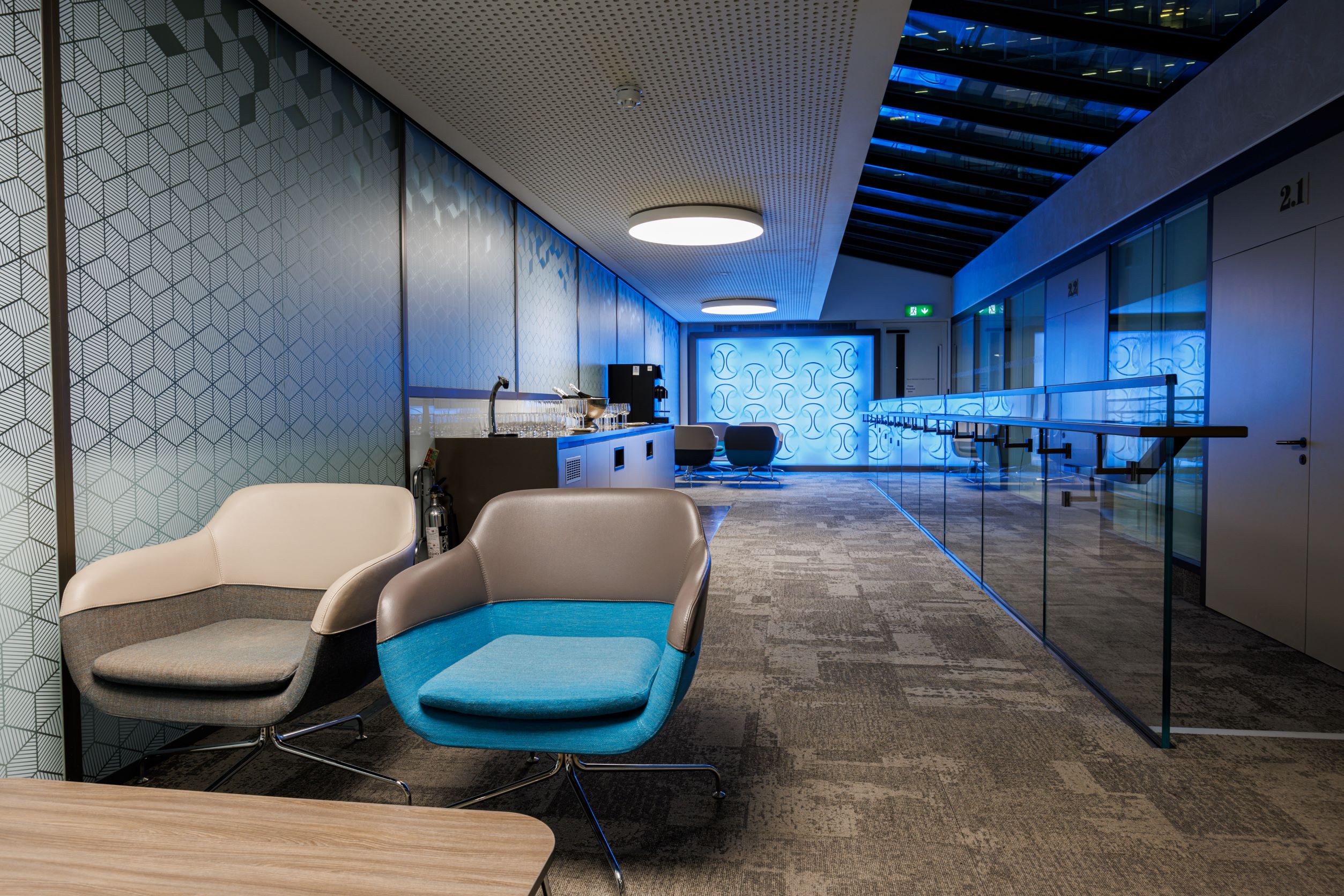 Modern meeting space with sleek furniture at One Moorgate Place for events and gatherings.