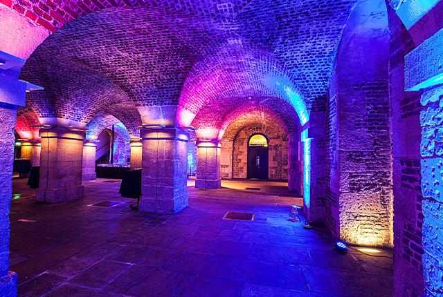 St Martin-in-the-Fields Crypt with arched ceilings, perfect for events and gatherings.