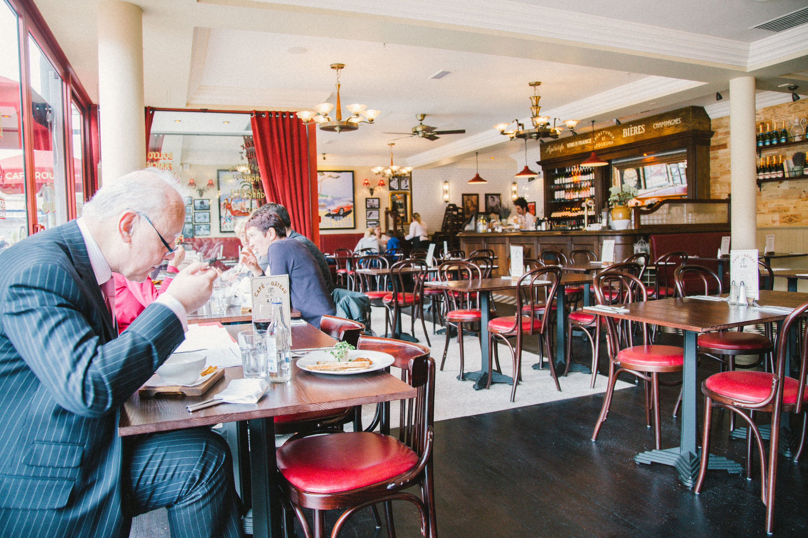 Cozy Café Rouge venue at St Katharine Docks, perfect for networking events and meetings.