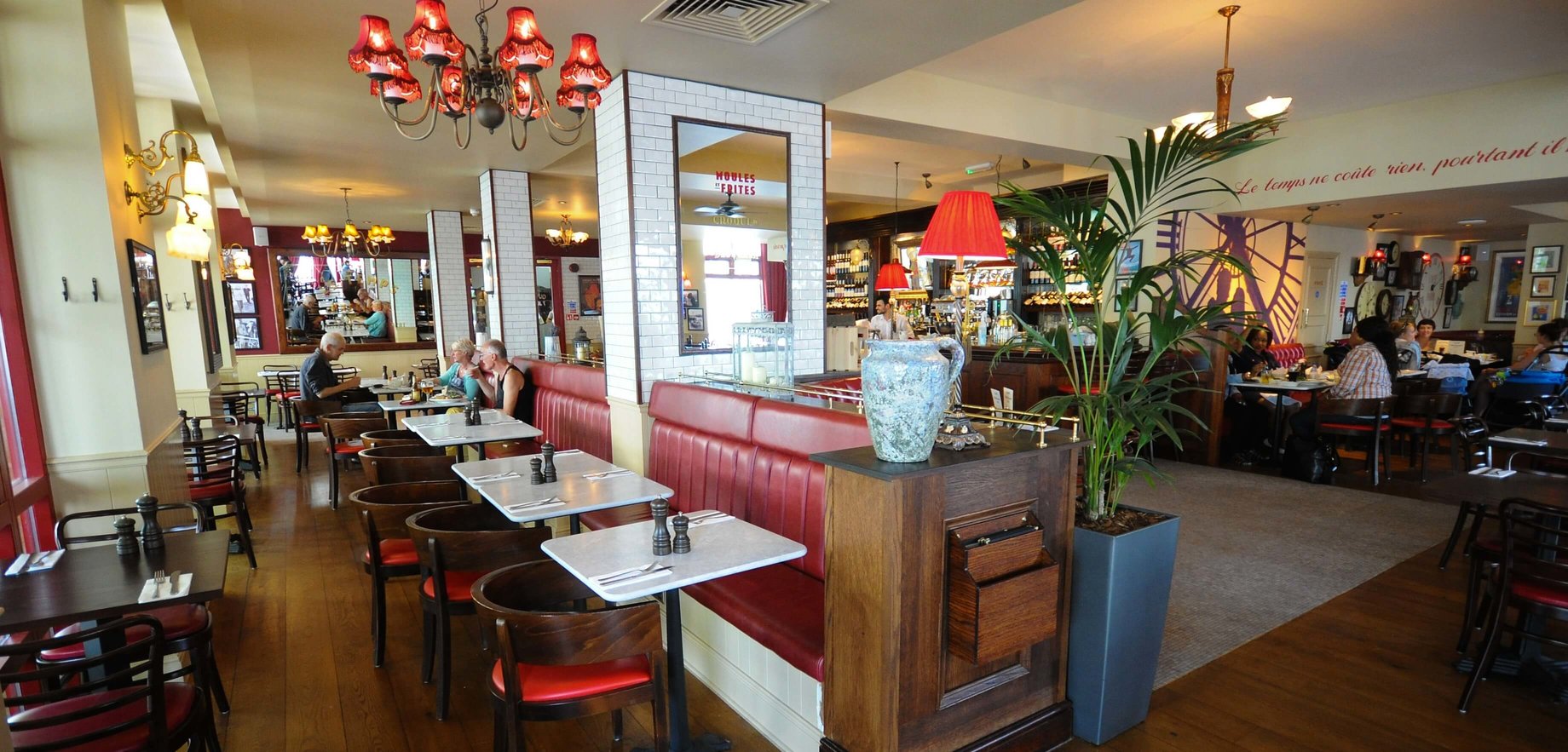 Vibrant dining space in Café Rouge Greenwich, ideal for casual meetings and events.