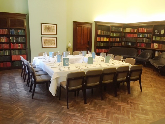 Intimate meeting space with round table at Library Bar, Cinnamon Club for small events.