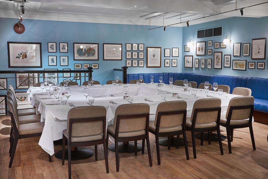 Elegant private dining room at Cinnamon Club, ideal for corporate events and meetings.
