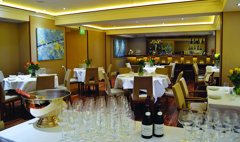 Coloured Canyon Dining Room at Alexandrie Restaurant, elegant setting for upscale events.