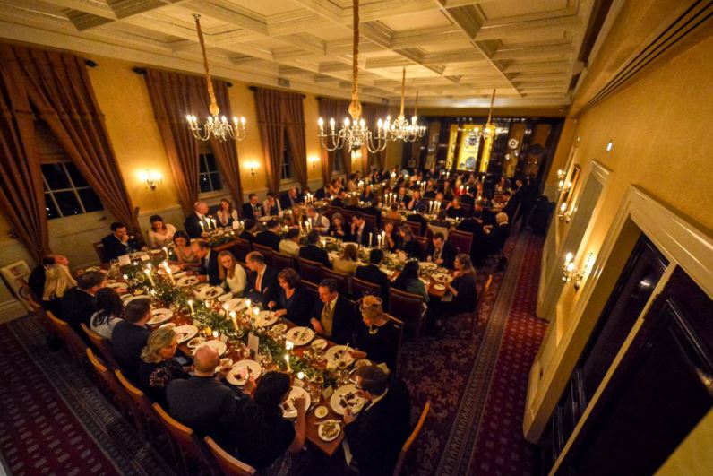 Elegant dining room at Pewterers' Hall for corporate events and celebrations.