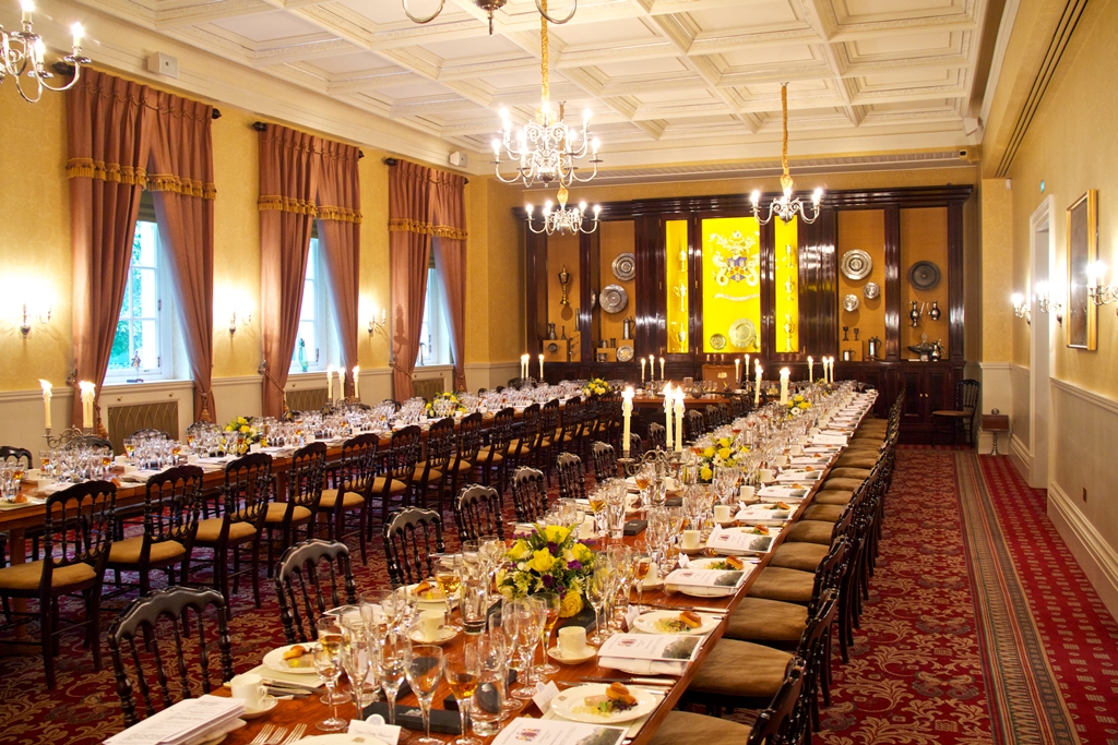 Elegant banquet hall at Pewterers' Hall, perfect for weddings and corporate events.