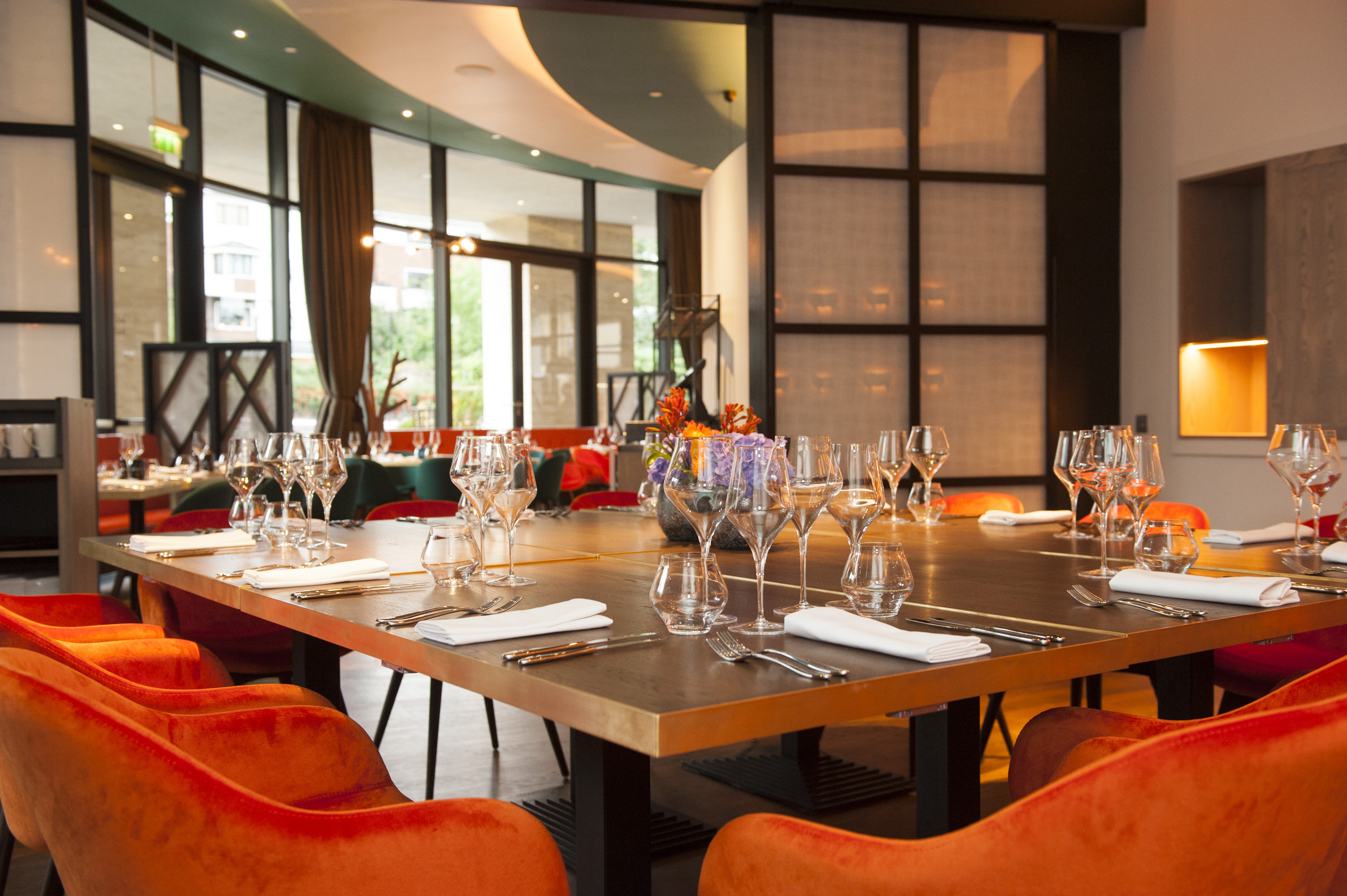 Elegant dining space at Rotunda Bar, perfect for upscale events and networking.