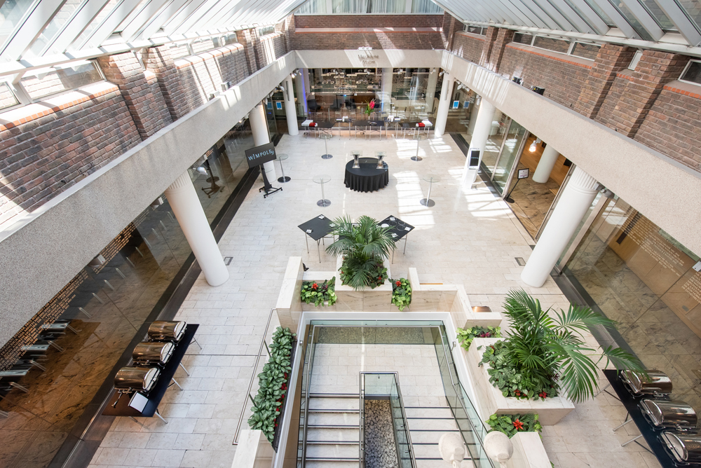 Max Rayne Atrium at 1 Wimpole Street, spacious venue for meetings and events.