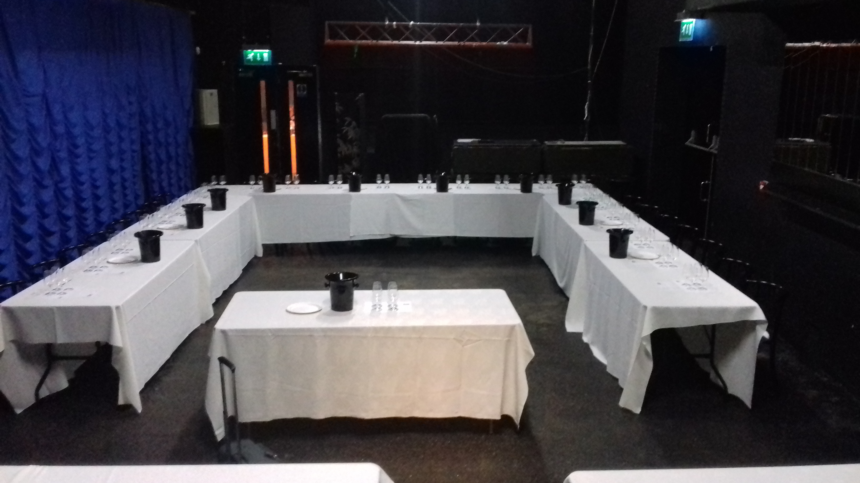 Ground Floor Live Room at Electrowerkz, U-shaped tables for professional workshops.