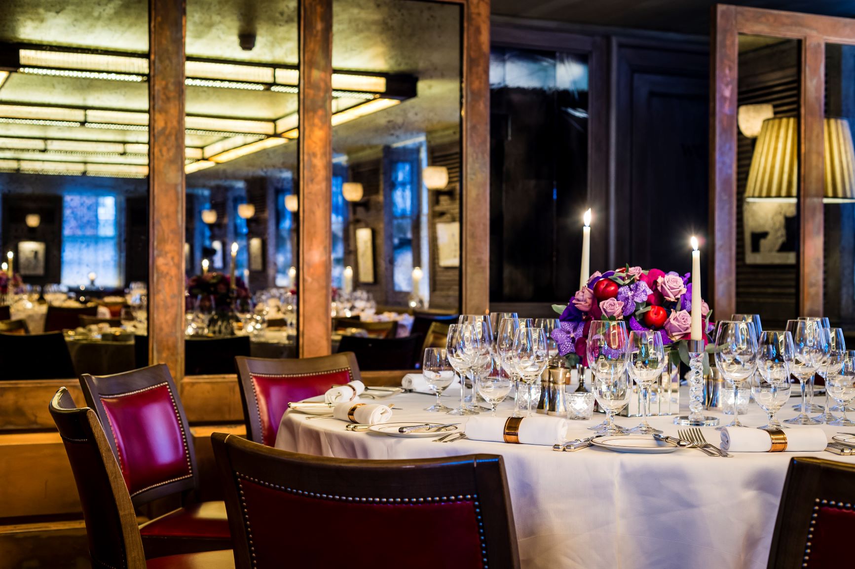 Elegant dining table in The Emin Room, perfect for upscale events and weddings.