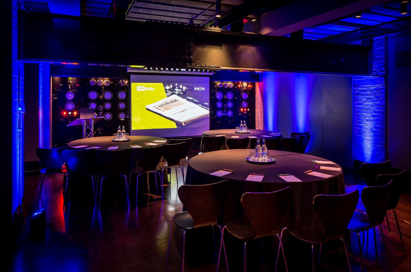 Harmsworth Room in Churchill War Rooms, modern meeting space for events and presentations.