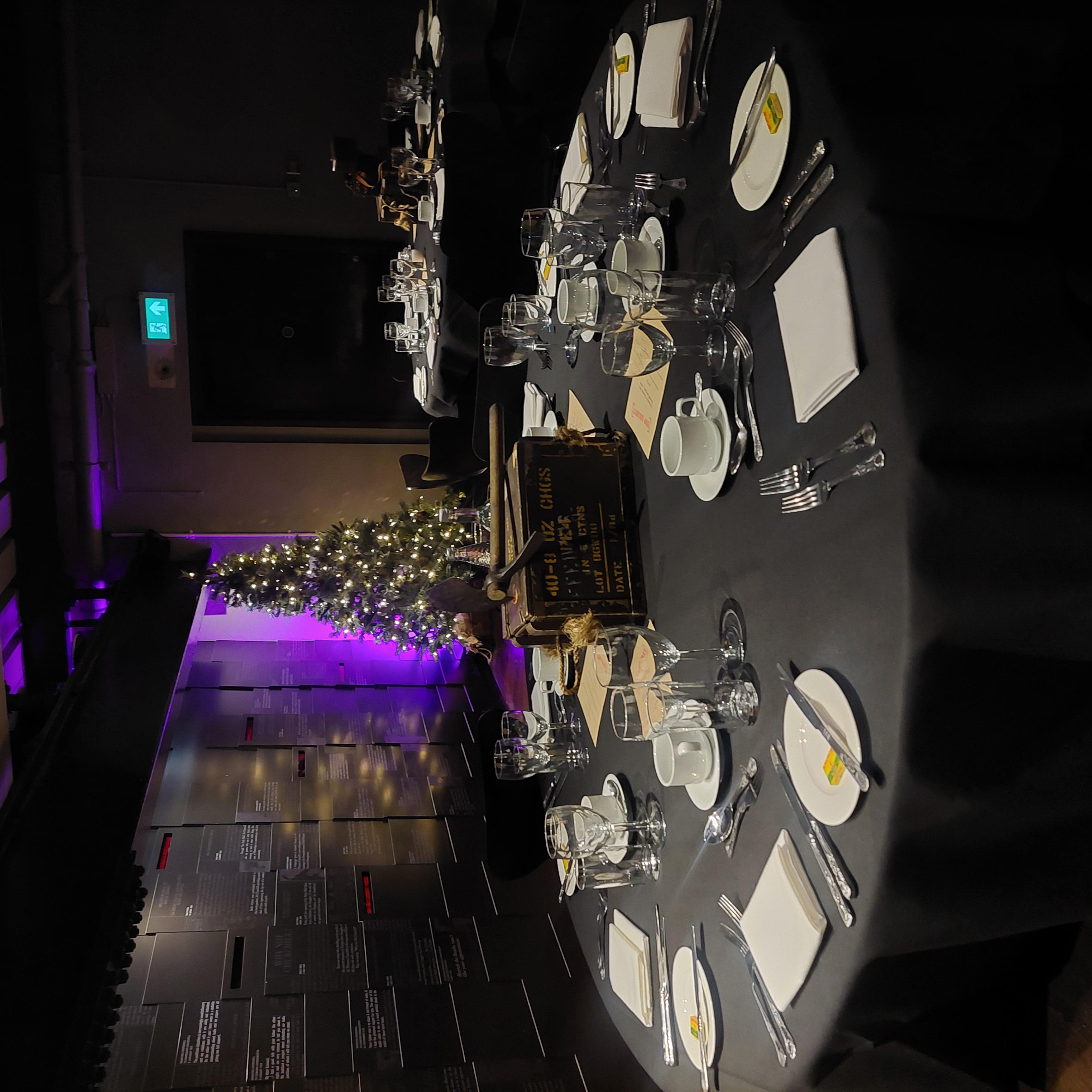 Elegant dining setup in Harmsworth Room, perfect for holiday gatherings and corporate events.