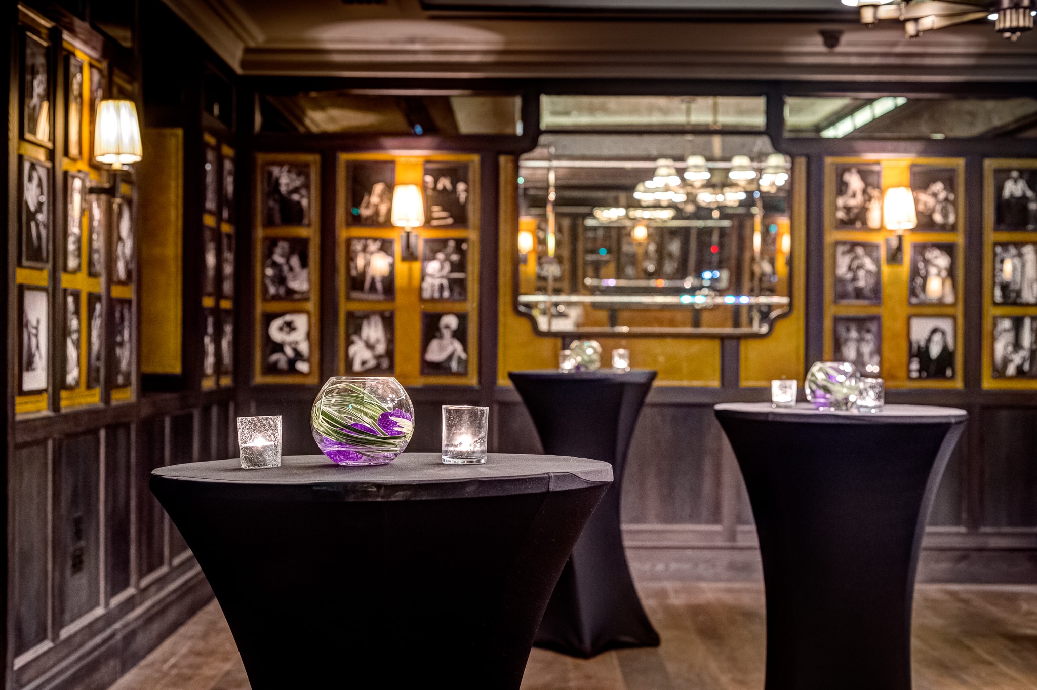 Pygmalion Room at The Ivy Market Grill, elegant event space with high-top tables.