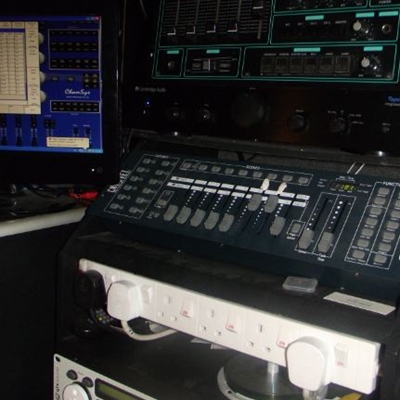 Fringe Theatre control panel for audio and lighting at events in London.