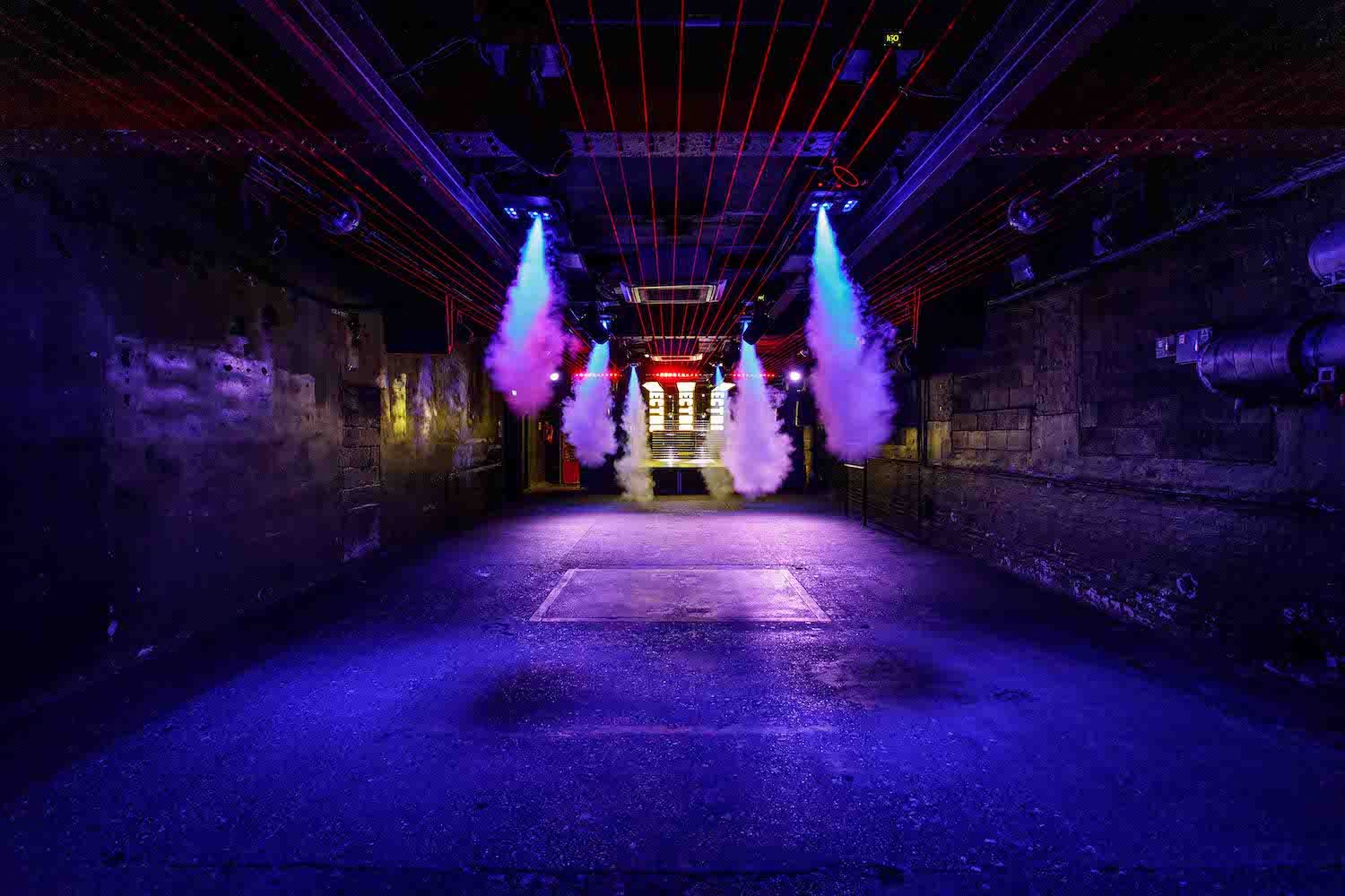 Industrial launch event, Electrowerkz Top Floor, fog, dramatic lighting