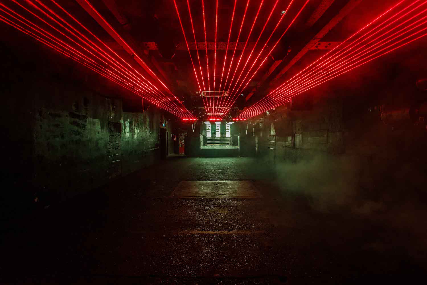 Red laser tunnel entrance, Electrowerkz, product launch, gala