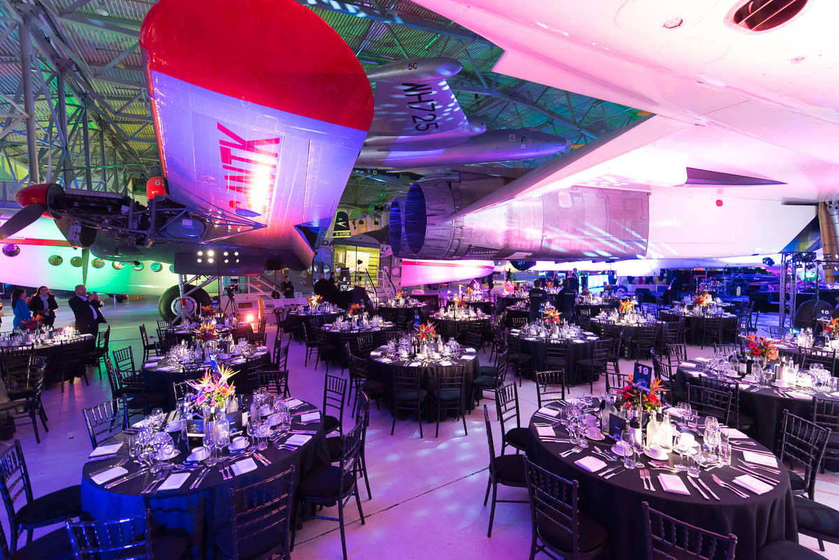 AirSpace Exhibition at IWM Duxford with vintage aircraft, ideal for corporate events.