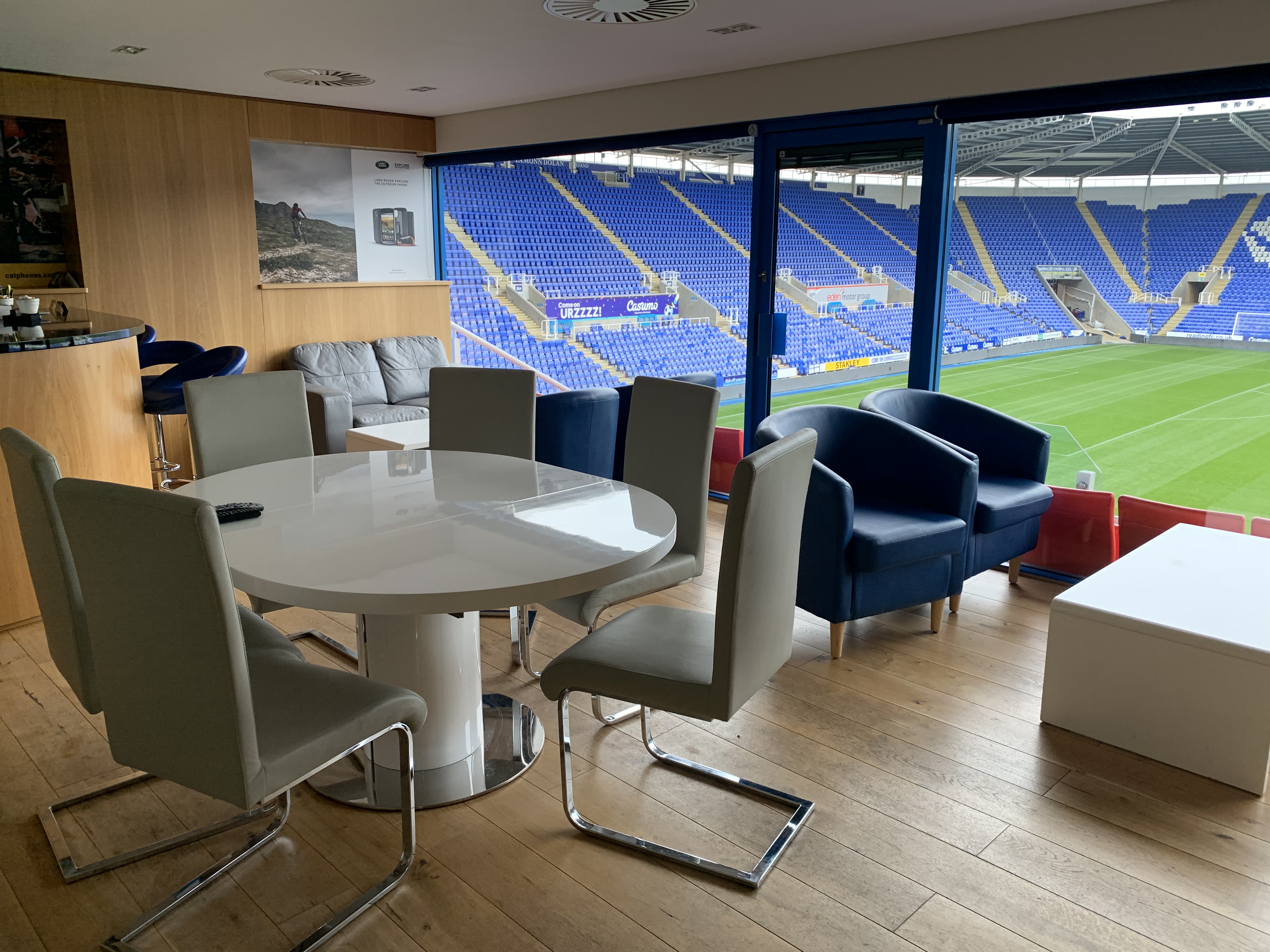 Executive Boxes at Reading FC: modern event space with natural light for corporate meetings.