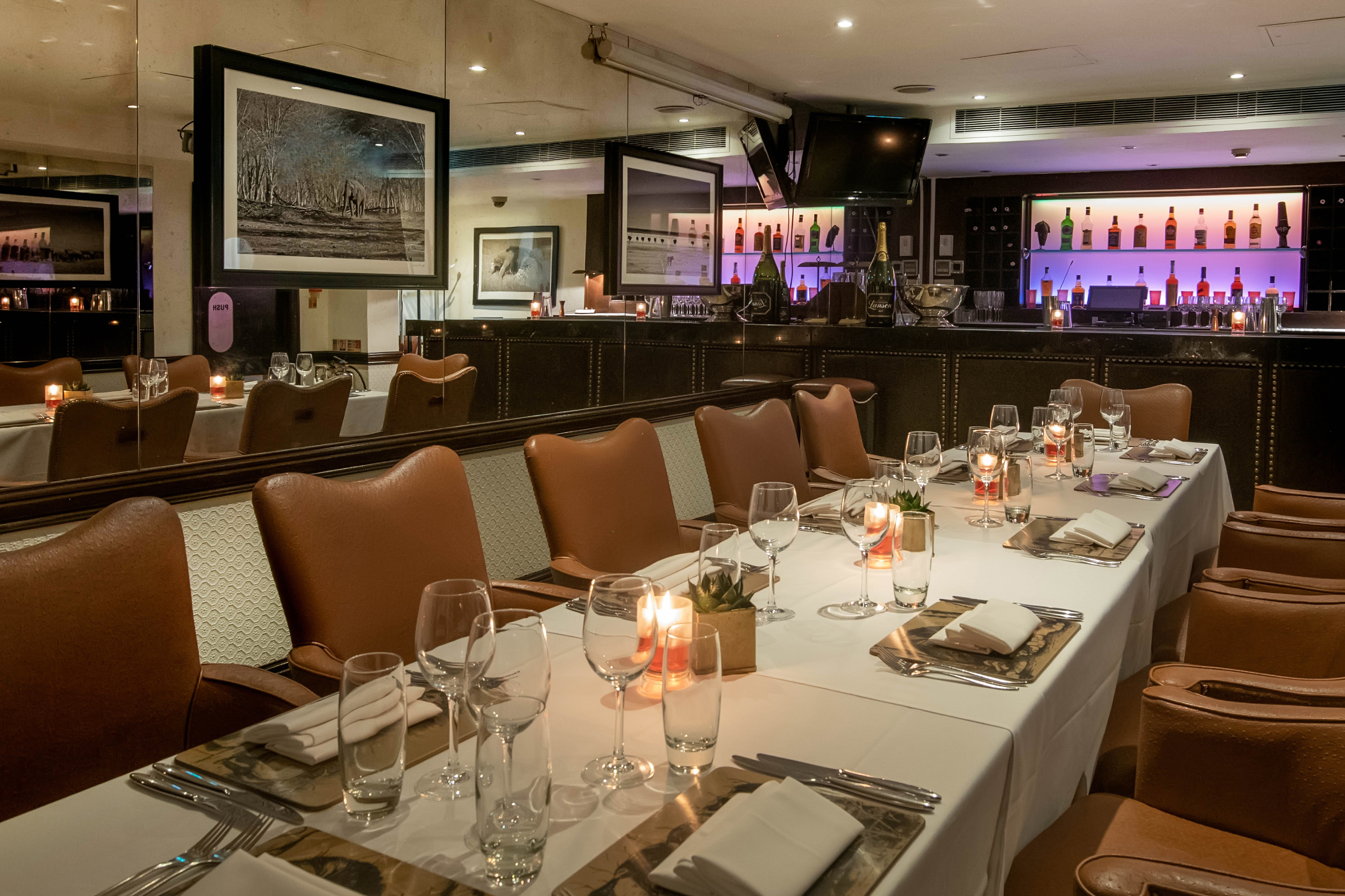 Sophisticated dining setup at 43 Below for corporate events and intimate meetings.