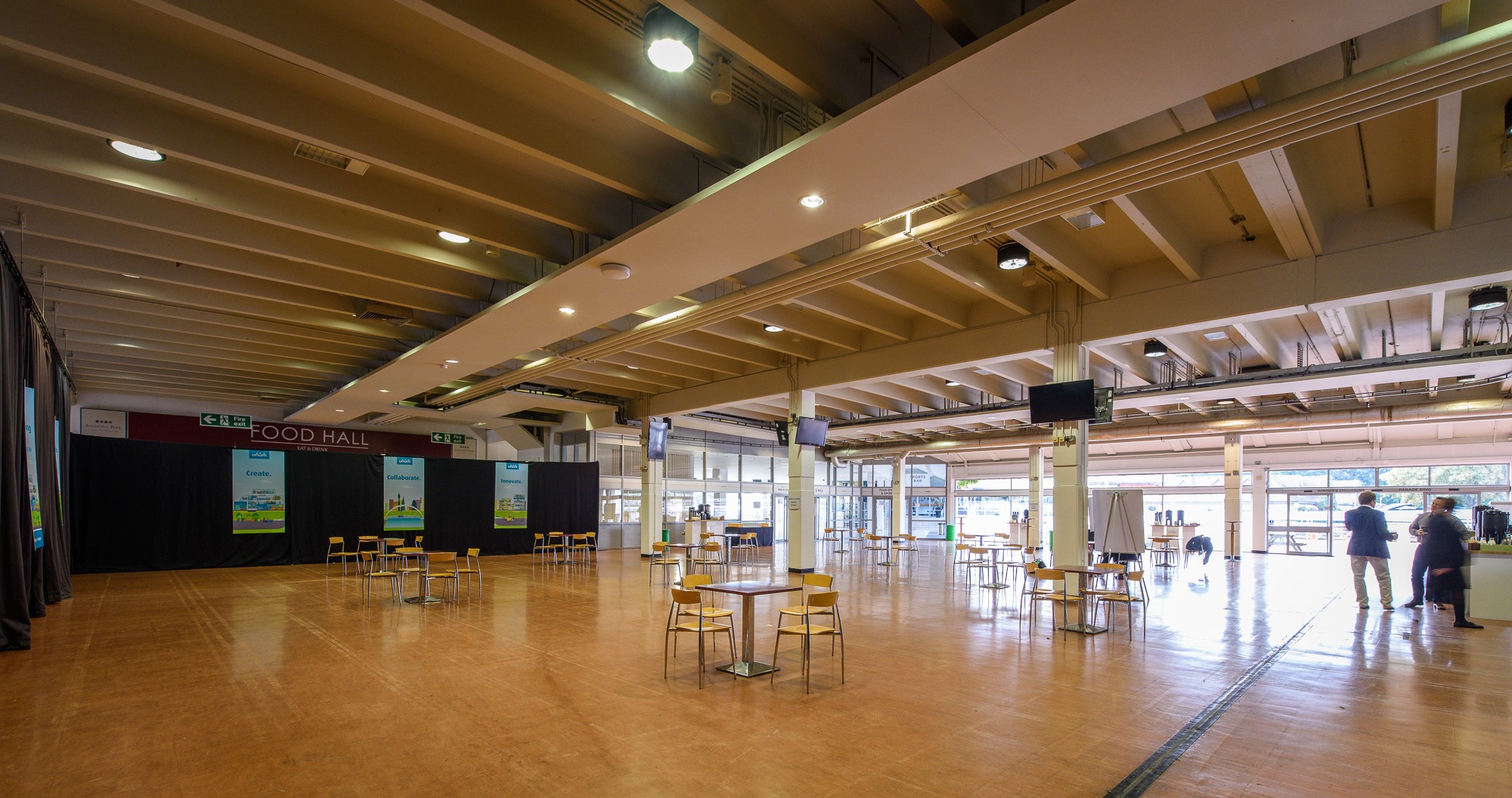 Surrey Hall at Sandown Park: spacious venue with bright lighting for conferences and exhibitions.