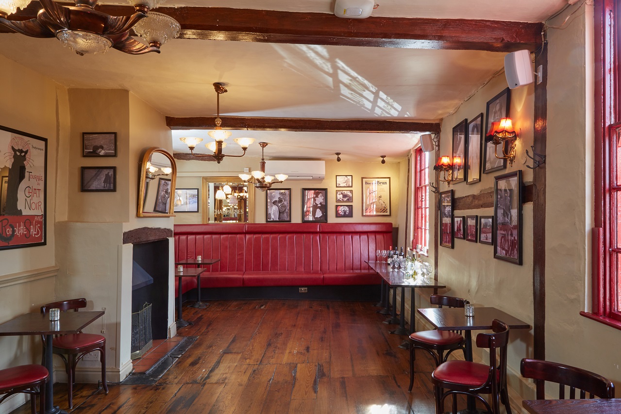 Cozy Upstairs Semi-Private room at Cafe Rouge Cambridge for intimate meetings and events.